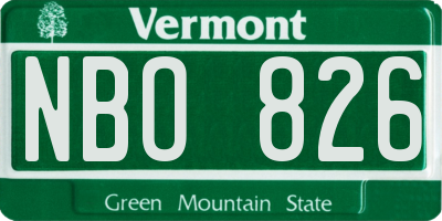 VT license plate NBO826