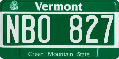 VT license plate NBO827