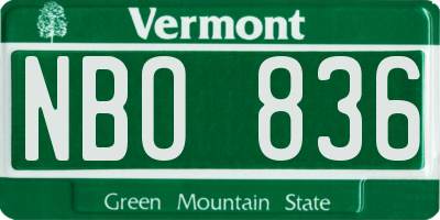 VT license plate NBO836