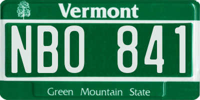 VT license plate NBO841
