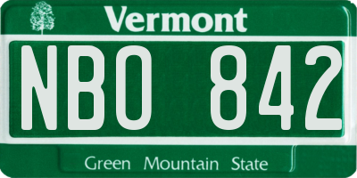 VT license plate NBO842