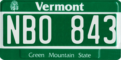 VT license plate NBO843
