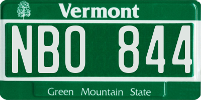 VT license plate NBO844