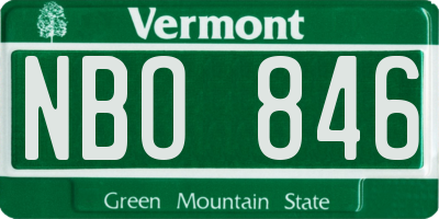 VT license plate NBO846