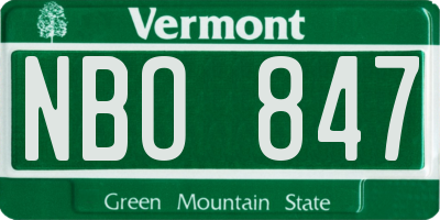 VT license plate NBO847