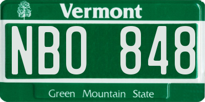 VT license plate NBO848