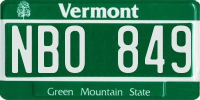 VT license plate NBO849