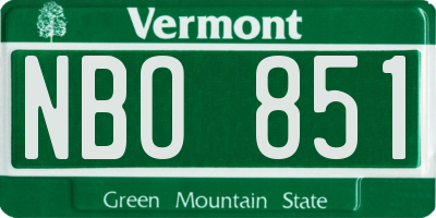VT license plate NBO851
