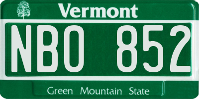 VT license plate NBO852