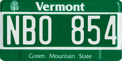 VT license plate NBO854