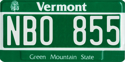 VT license plate NBO855