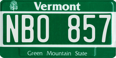 VT license plate NBO857