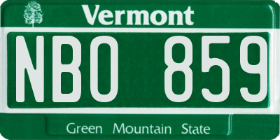 VT license plate NBO859