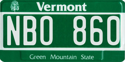 VT license plate NBO860