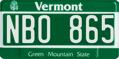 VT license plate NBO865