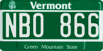 VT license plate NBO866