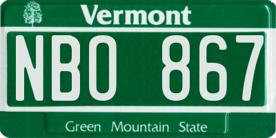 VT license plate NBO867