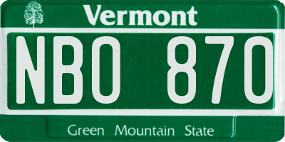 VT license plate NBO870