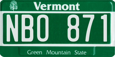 VT license plate NBO871