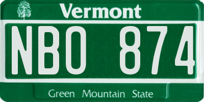 VT license plate NBO874