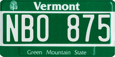 VT license plate NBO875