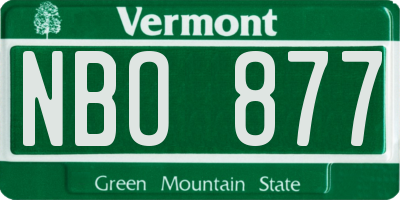VT license plate NBO877