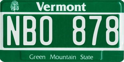 VT license plate NBO878