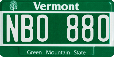 VT license plate NBO880