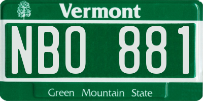VT license plate NBO881