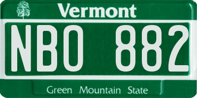 VT license plate NBO882