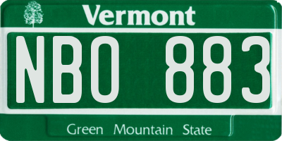 VT license plate NBO883