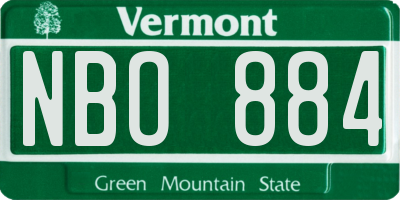 VT license plate NBO884