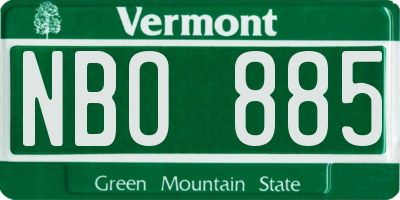 VT license plate NBO885