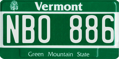 VT license plate NBO886
