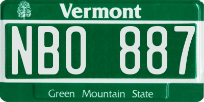 VT license plate NBO887