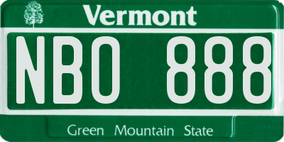 VT license plate NBO888