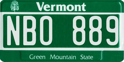 VT license plate NBO889