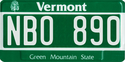 VT license plate NBO890