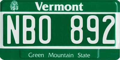 VT license plate NBO892