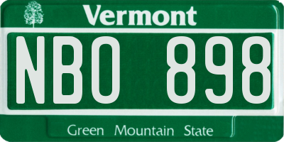 VT license plate NBO898