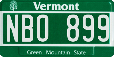 VT license plate NBO899
