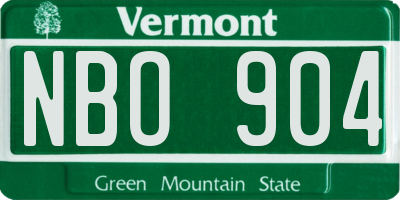 VT license plate NBO904