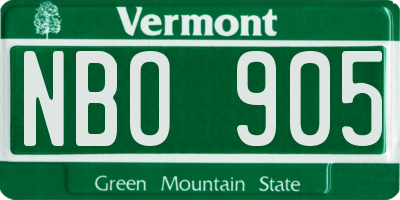VT license plate NBO905