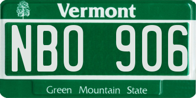 VT license plate NBO906