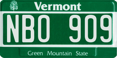 VT license plate NBO909