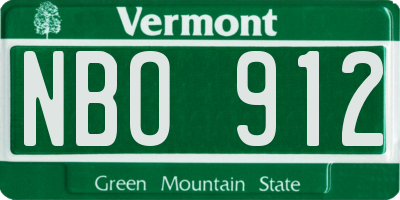 VT license plate NBO912