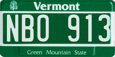 VT license plate NBO913