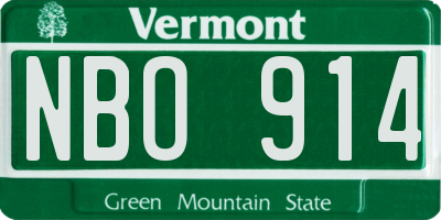 VT license plate NBO914