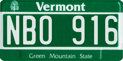 VT license plate NBO916