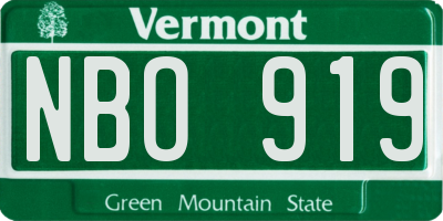 VT license plate NBO919